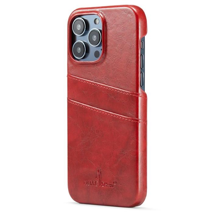 FIERRE SHANN - FIERRE SHANN för iPhone 15 Pro Max Fodral Äkta läder - Röd