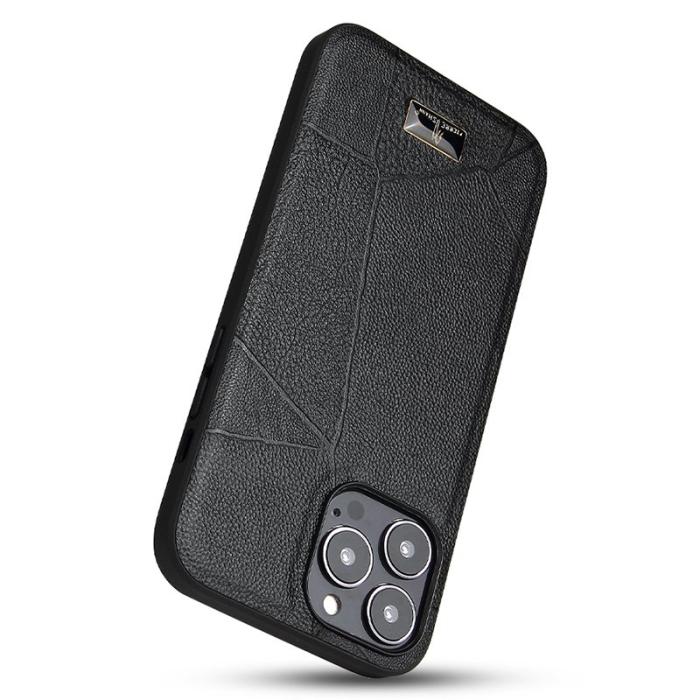 FIERRE SHANN - FIERRE SHANN för iPhone 15 Pro Max Fodral Äkta läder - Vit