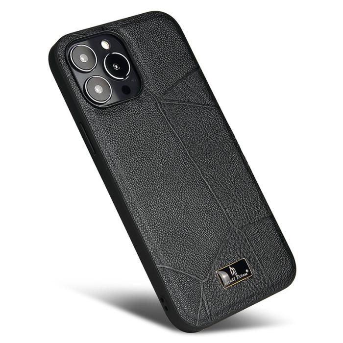 FIERRE SHANN - FIERRE SHANN för iPhone 15 Pro Max Fodral Äkta läder - Vit