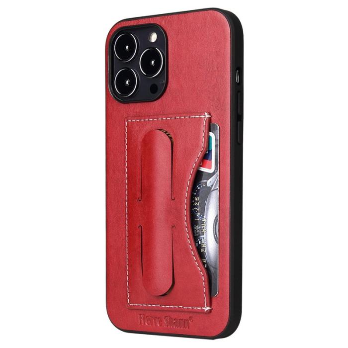 FIERRE SHANN - FIERRE SHANN för iPhone 15 Pro Max Fodral PU Läder - Röd