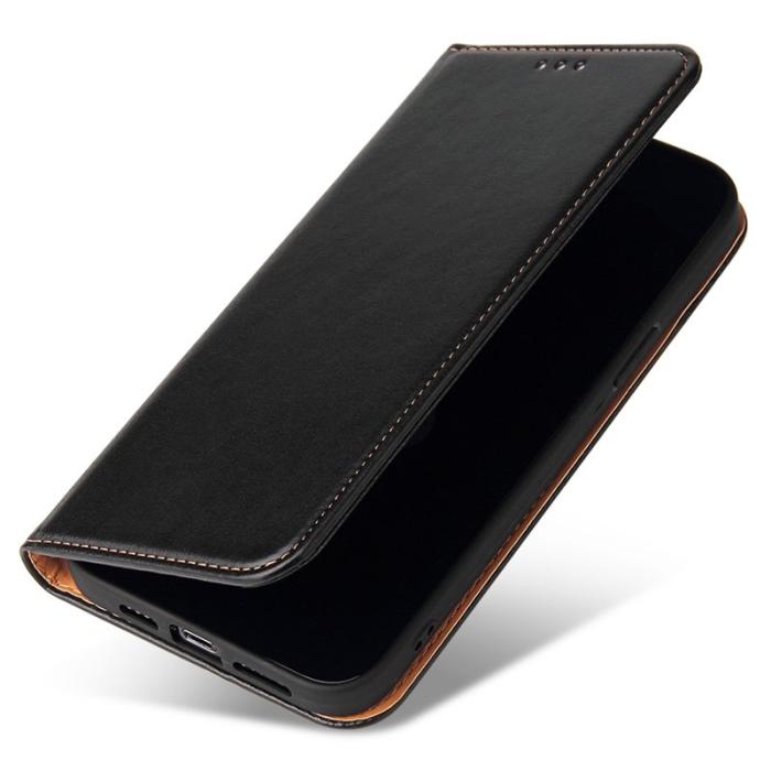 FIERRE SHANN - FIERRE SHANN för iPhone 15 Pro Max Fodral - Texturerat PU Läder - Svart