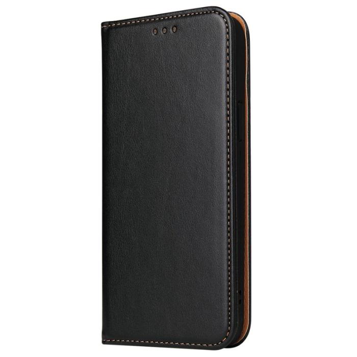 FIERRE SHANN - FIERRE SHANN för iPhone 15 Pro Max Fodral - Texturerat PU Läder - Svart