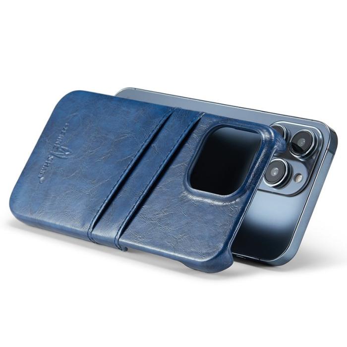 FIERRE SHANN - FIERRE SHANN för iPhone 15 Pro Max Fodral Waxy PU Läder - Blå