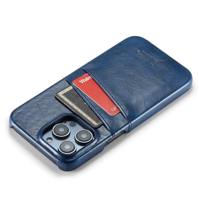 FIERRE SHANN - FIERRE SHANN för iPhone 15 Pro Max Fodral Waxy PU Läder - Blå