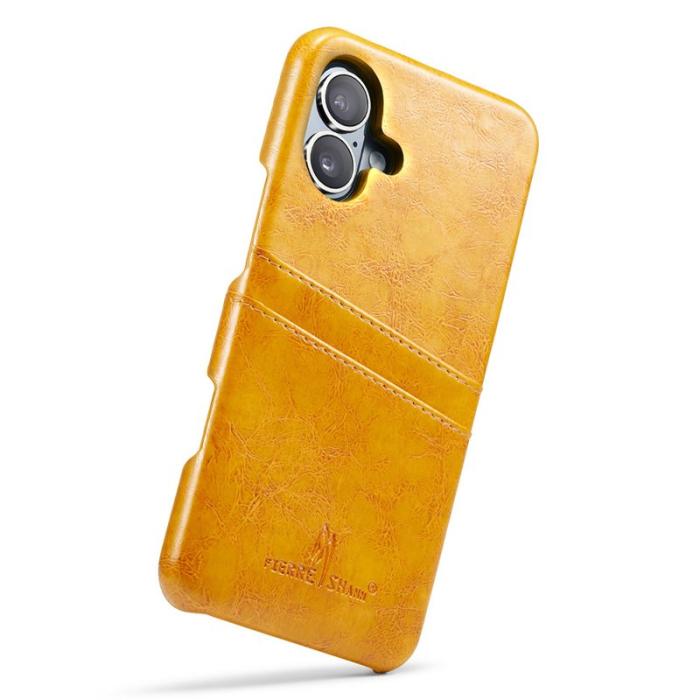 FIERRE SHANN - FIERRE SHANN för iPhone 16 Fodral i Waxy PU Läder - Gul