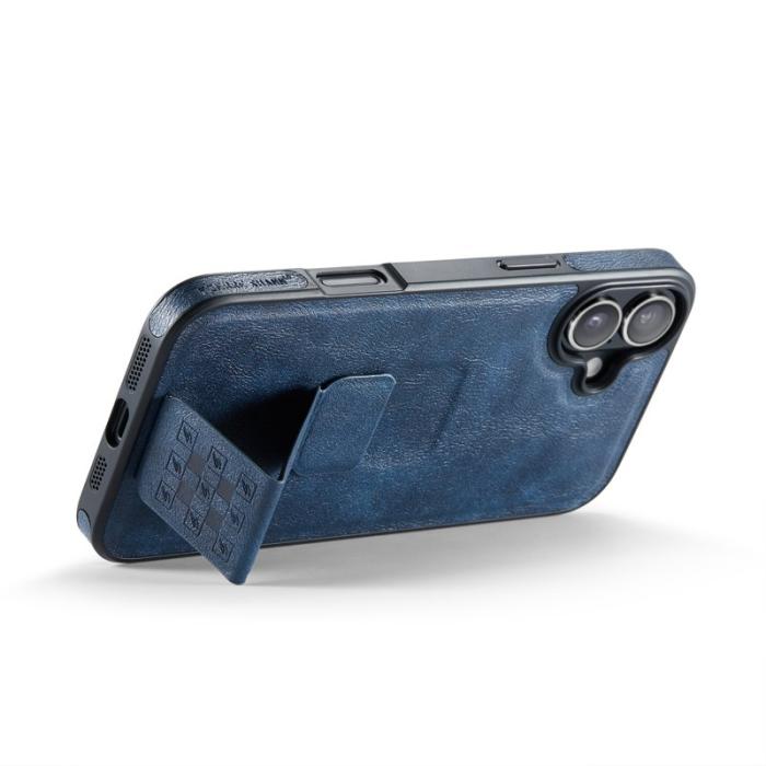 FIERRE SHANN - FIERRE SHANN för iPhone 17 Fodral Kickstand Äkta läder - Blå