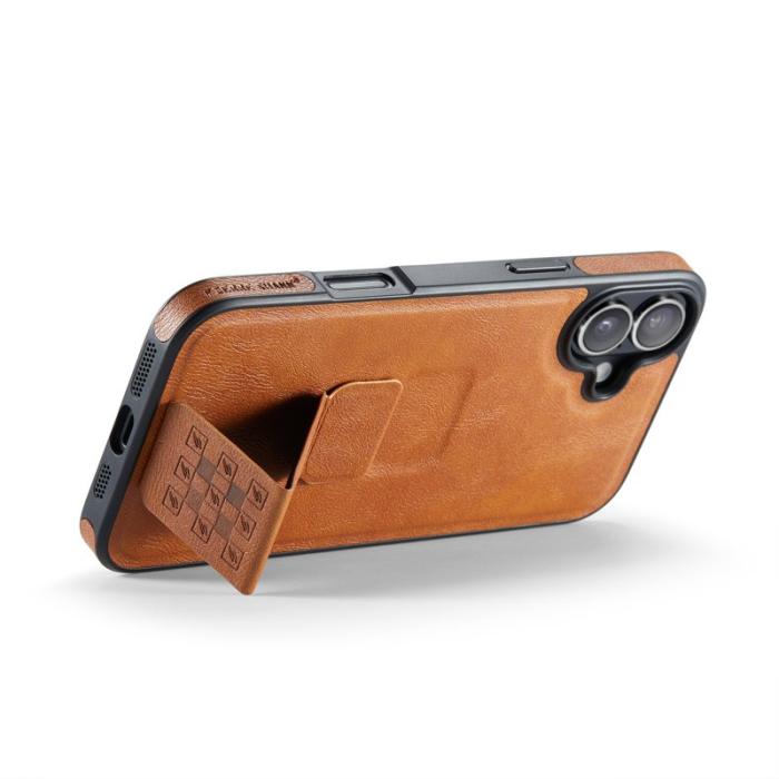 FIERRE SHANN - FIERRE SHANN för iPhone 17 Fodral Kickstand Äkta läder - Brun