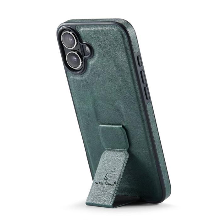 FIERRE SHANN - FIERRE SHANN för iPhone 17 Fodral Kickstand Äkta läder - Grön
