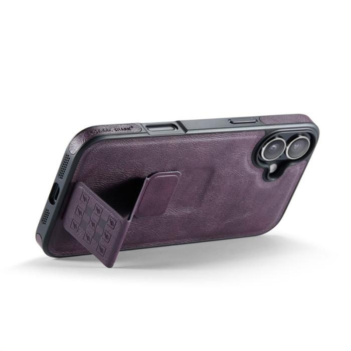 FIERRE SHANN - FIERRE SHANN för iPhone 17 Fodral Kickstand Äkta läder - Lila