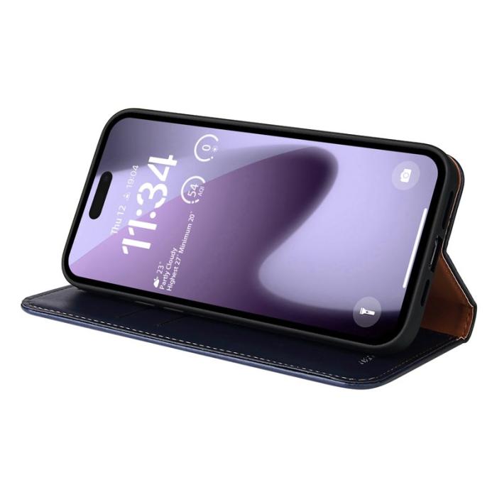 FIERRE SHANN - FIERRE SHANN för iPhone 17 Fodral PU Läder - Flip - Blå