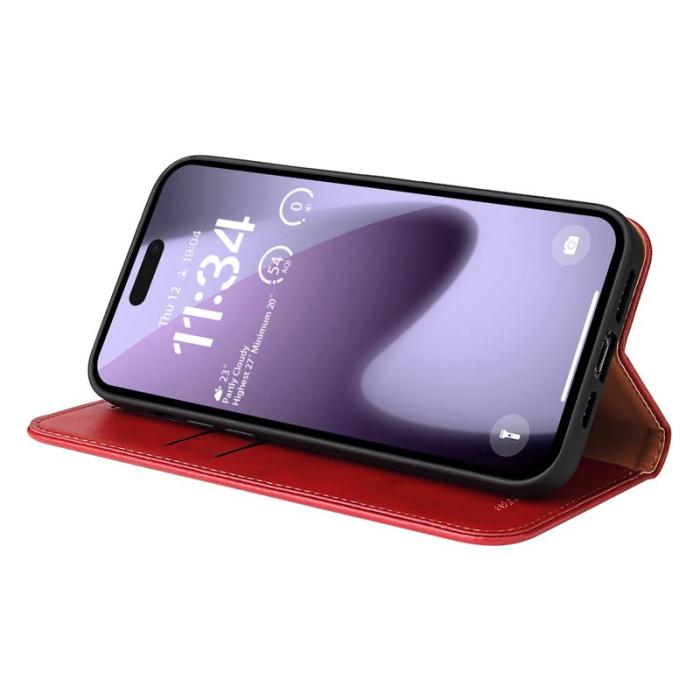 FIERRE SHANN - FIERRE SHANN för iPhone 17 Fodral PU Läder - Röd