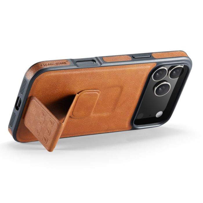 FIERRE SHANN - FIERRE SHANN för iPhone 17 Pro Fodral Äkta läder - Brun