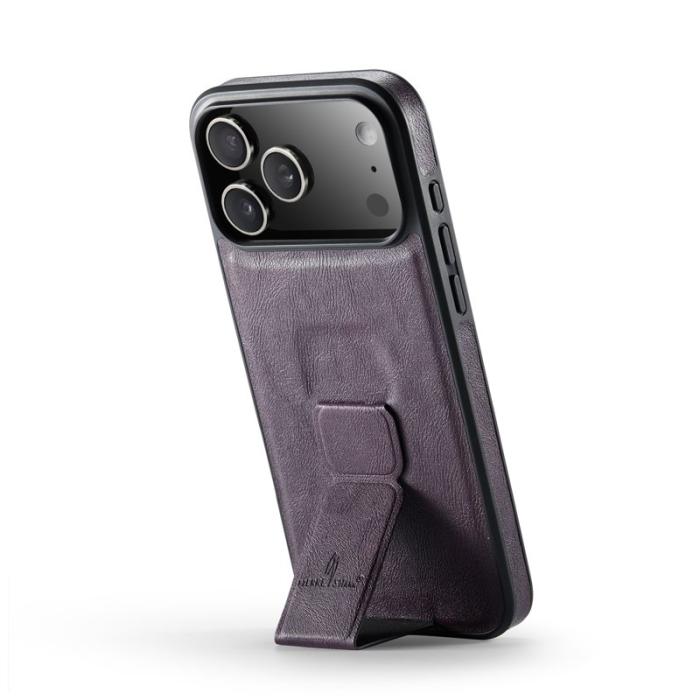 FIERRE SHANN - FIERRE SHANN för iPhone 17 Pro Fodral Äkta läder - Lila