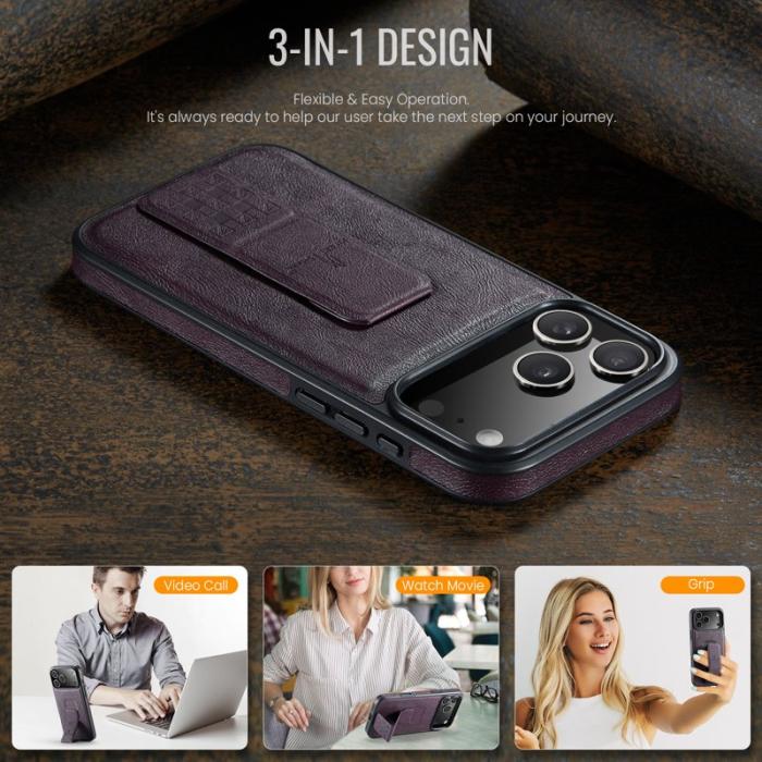 FIERRE SHANN - FIERRE SHANN för iPhone 17 Pro Fodral Äkta läder - Lila