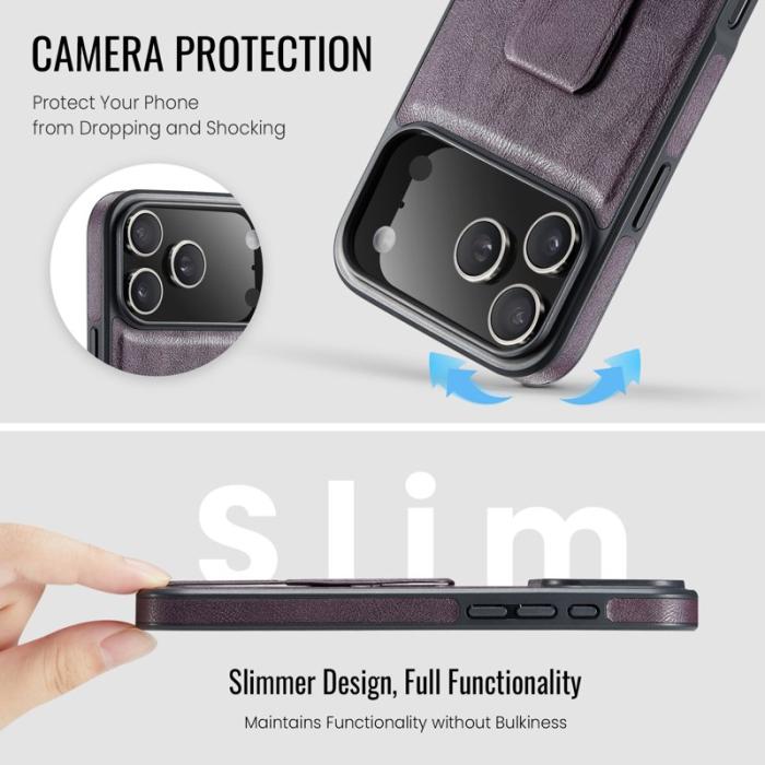 FIERRE SHANN - FIERRE SHANN för iPhone 17 Pro Fodral Äkta läder - Lila