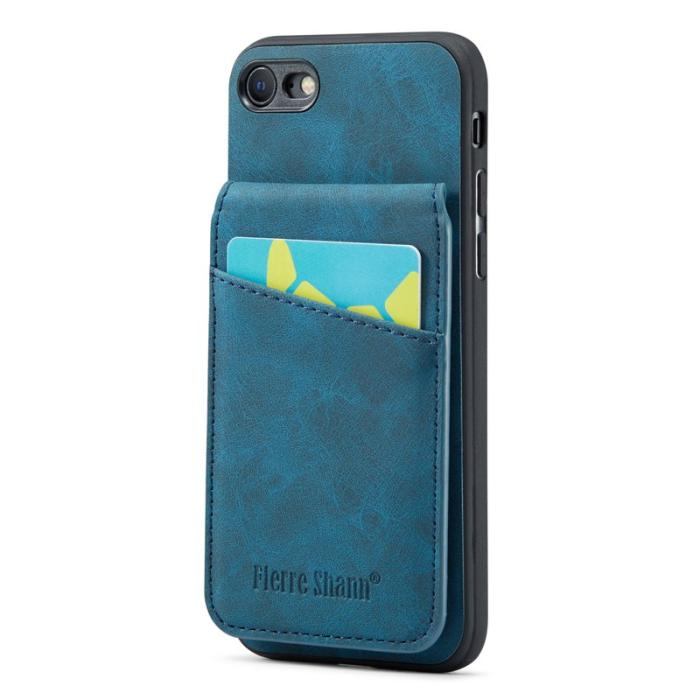 FIERRE SHANN - FIERRE SHANN för iPhone 7/8/SE (2020/2022) Fodral PU Läder - Blå