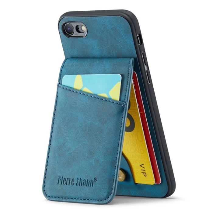 FIERRE SHANN - FIERRE SHANN för iPhone 7/8/SE (2020/2022) Fodral PU Läder - Blå