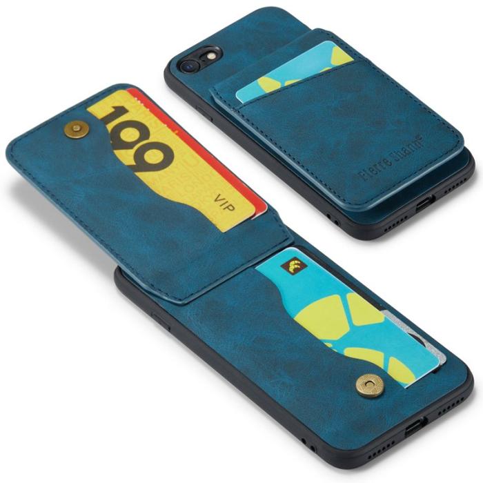 FIERRE SHANN - FIERRE SHANN för iPhone 7/8/SE (2020/2022) Fodral PU Läder - Blå