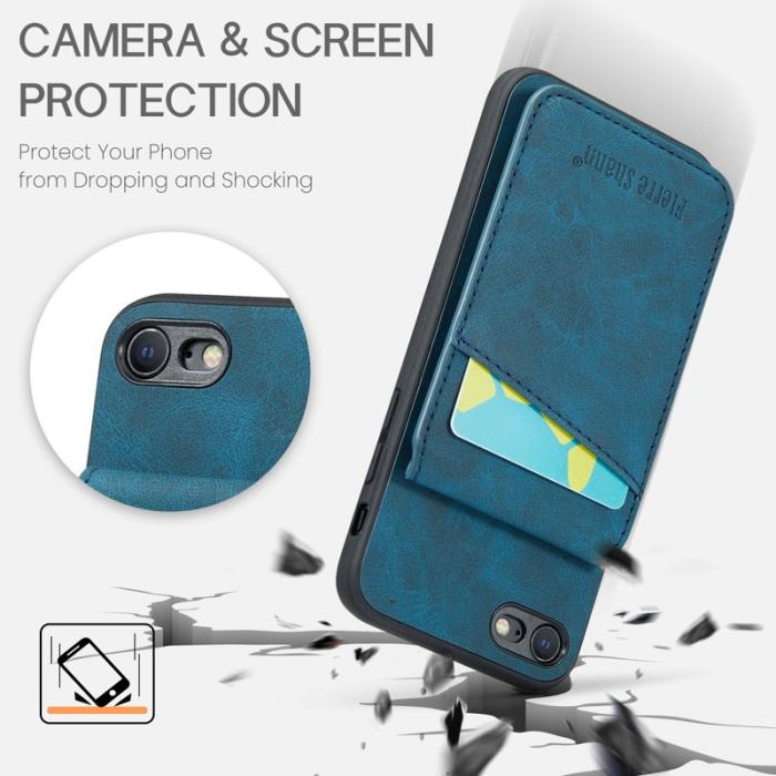 FIERRE SHANN - FIERRE SHANN för iPhone 7/8/SE (2020/2022) Fodral PU Läder - Blå