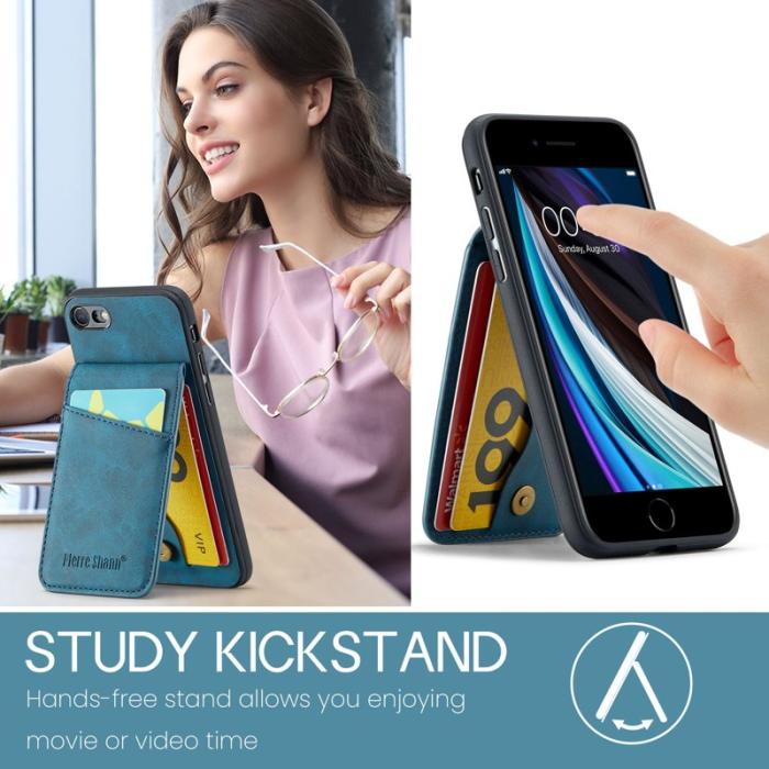 FIERRE SHANN - FIERRE SHANN för iPhone 7/8/SE (2020/2022) Fodral PU Läder - Blå