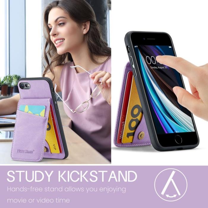 FIERRE SHANN - FIERRE SHANN för iPhone 7/8/SE (2020/2022) Fodral PU Läder - Lila
