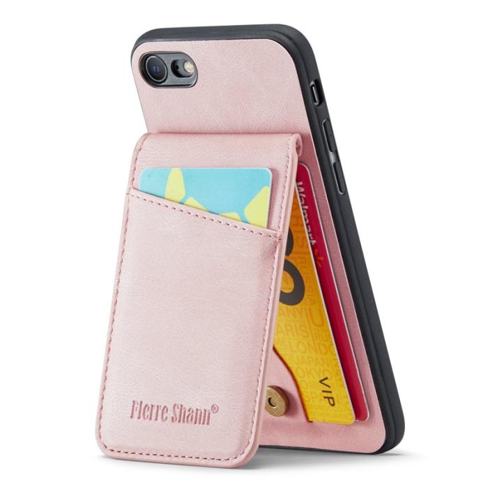 FIERRE SHANN - FIERRE SHANN för iPhone 7/8/SE (2020/2022) Fodral - PU Läder - Rosa