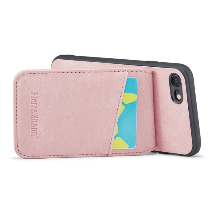 FIERRE SHANN - FIERRE SHANN för iPhone 7/8/SE (2020/2022) Fodral - PU Läder - Rosa