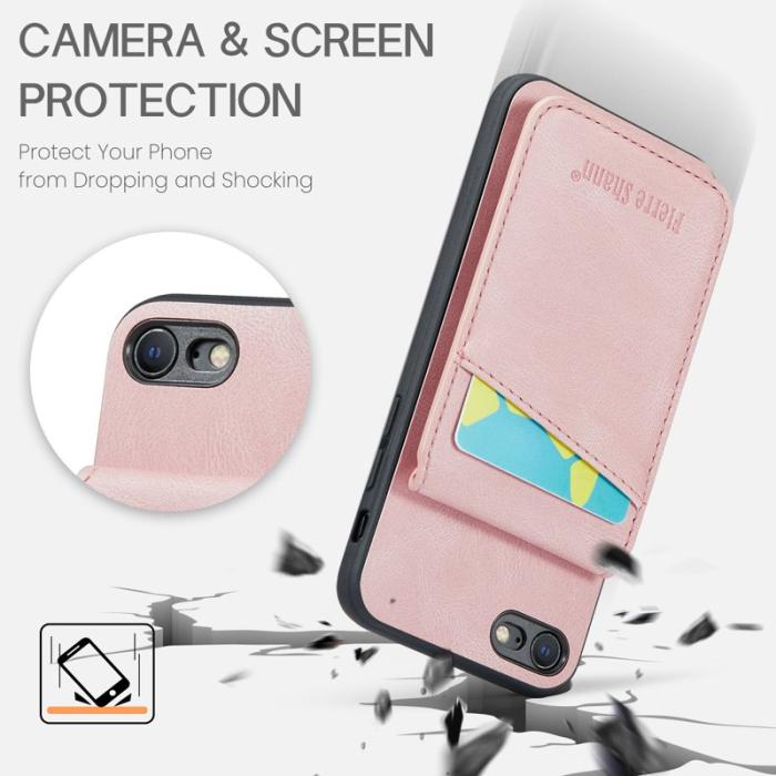 FIERRE SHANN - FIERRE SHANN för iPhone 7/8/SE (2020/2022) Fodral - PU Läder - Rosa