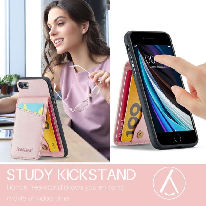 FIERRE SHANN - FIERRE SHANN för iPhone 7/8/SE (2020/2022) Fodral - PU Läder - Rosa