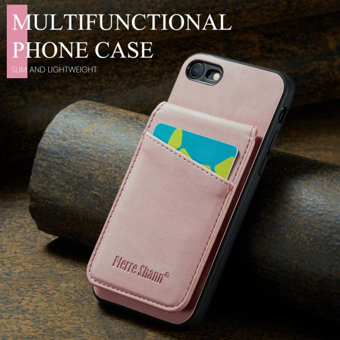 FIERRE SHANN - FIERRE SHANN för iPhone 7/8/SE (2020/2022) Fodral - PU Läder - Rosa