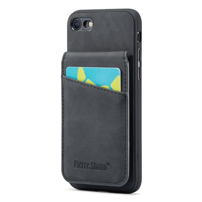 FIERRE SHANN - FIERRE SHANN för iPhone 7/8/SE (2020/2022) Fodral PU Läder - Svart