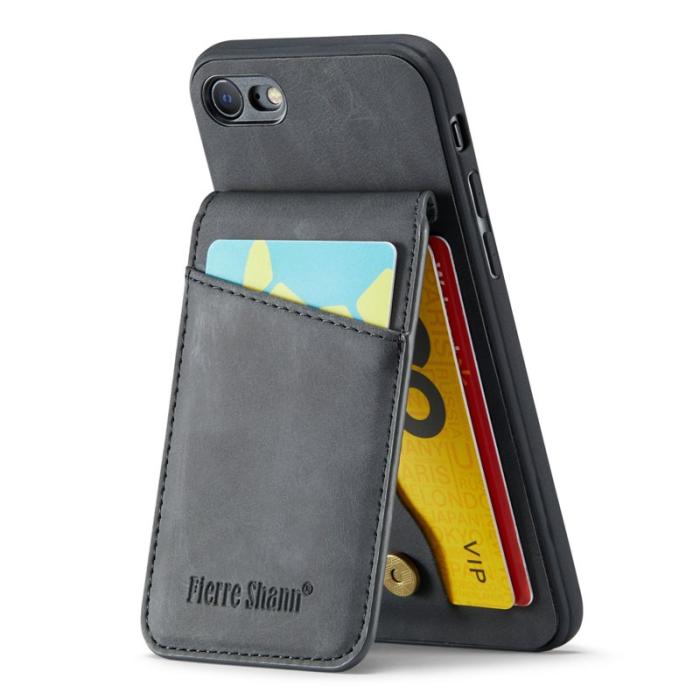 FIERRE SHANN - FIERRE SHANN för iPhone 7/8/SE (2020/2022) Fodral PU Läder - Svart