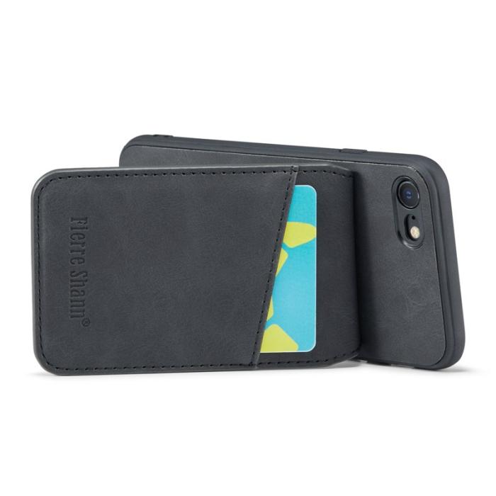 FIERRE SHANN - FIERRE SHANN för iPhone 7/8/SE (2020/2022) Fodral PU Läder - Svart