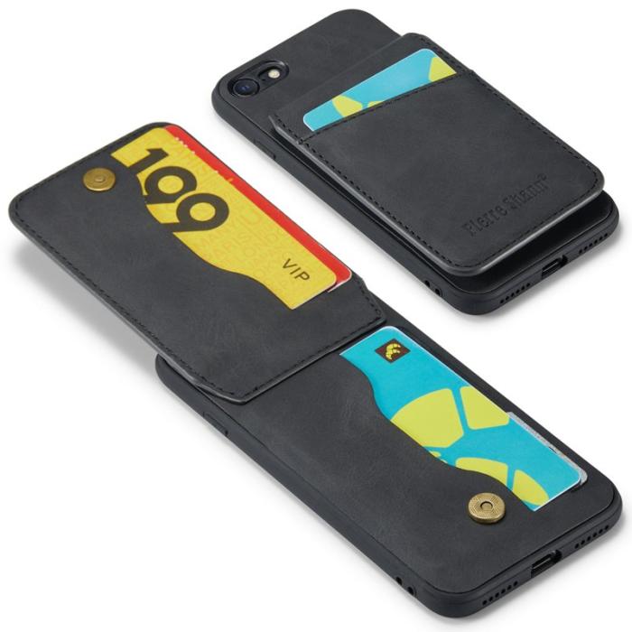 FIERRE SHANN - FIERRE SHANN för iPhone 7/8/SE (2020/2022) Fodral PU Läder - Svart