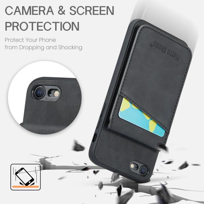 FIERRE SHANN - FIERRE SHANN för iPhone 7/8/SE (2020/2022) Fodral PU Läder - Svart