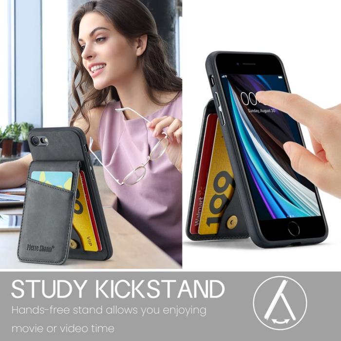 FIERRE SHANN - FIERRE SHANN för iPhone 7/8/SE (2020/2022) Fodral PU Läder - Svart