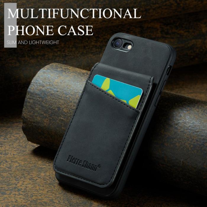 FIERRE SHANN - FIERRE SHANN för iPhone 7/8/SE (2020/2022) Fodral PU Läder - Svart