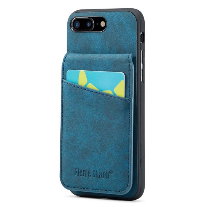 FIERRE SHANN - FIERRE SHANN för iPhone 7 Plus/8 Plus Fodral PU Läder - Blå