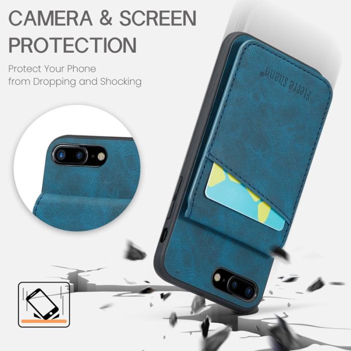 FIERRE SHANN - FIERRE SHANN för iPhone 7 Plus/8 Plus Fodral PU Läder - Blå