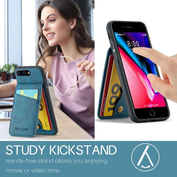 FIERRE SHANN - FIERRE SHANN för iPhone 7 Plus/8 Plus Fodral PU Läder - Blå