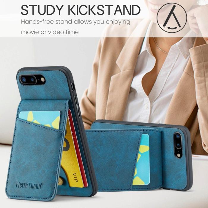 FIERRE SHANN - FIERRE SHANN för iPhone 7 Plus/8 Plus Fodral PU Läder - Blå