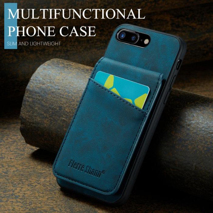 FIERRE SHANN - FIERRE SHANN för iPhone 7 Plus/8 Plus Fodral PU Läder - Blå