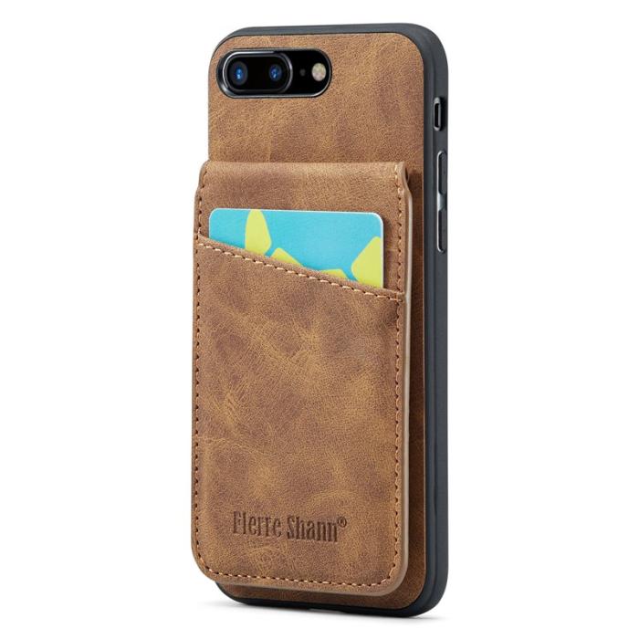 FIERRE SHANN - FIERRE SHANN för iPhone 7 Plus/8 Plus Fodral PU Läder - Brun