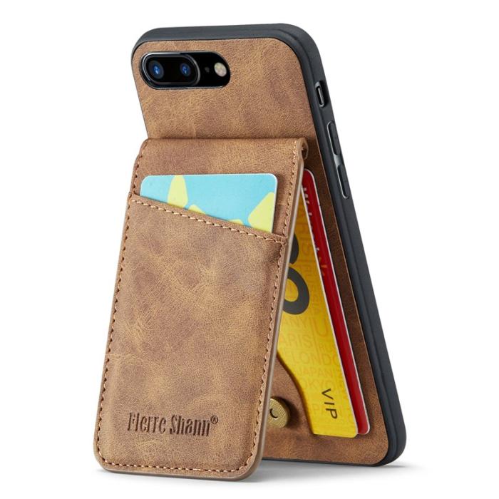 FIERRE SHANN - FIERRE SHANN för iPhone 7 Plus/8 Plus Fodral PU Läder - Brun
