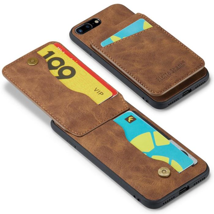 FIERRE SHANN - FIERRE SHANN för iPhone 7 Plus/8 Plus Fodral PU Läder - Brun