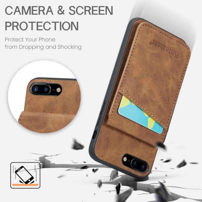 FIERRE SHANN - FIERRE SHANN för iPhone 7 Plus/8 Plus Fodral PU Läder - Brun