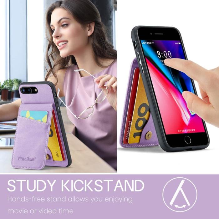 FIERRE SHANN - FIERRE SHANN för iPhone 7 Plus/8 Plus Fodral PU Läder - Lila