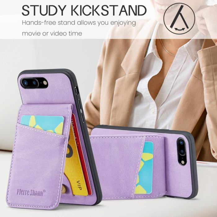 FIERRE SHANN - FIERRE SHANN för iPhone 7 Plus/8 Plus Fodral PU Läder - Lila