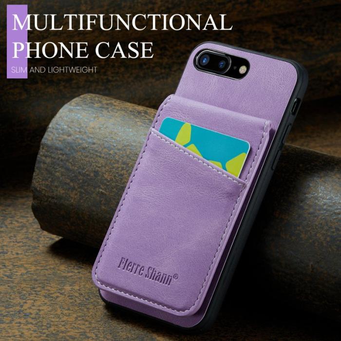 FIERRE SHANN - FIERRE SHANN för iPhone 7 Plus/8 Plus Fodral PU Läder - Lila