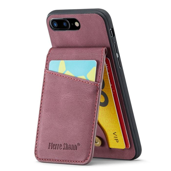 FIERRE SHANN - FIERRE SHANN för iPhone 7 Plus/8 Plus Fodral PU Läder - Röd